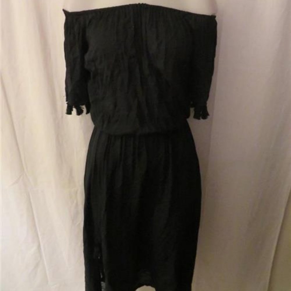 Black Off-Shoulder Swim Cover-Up